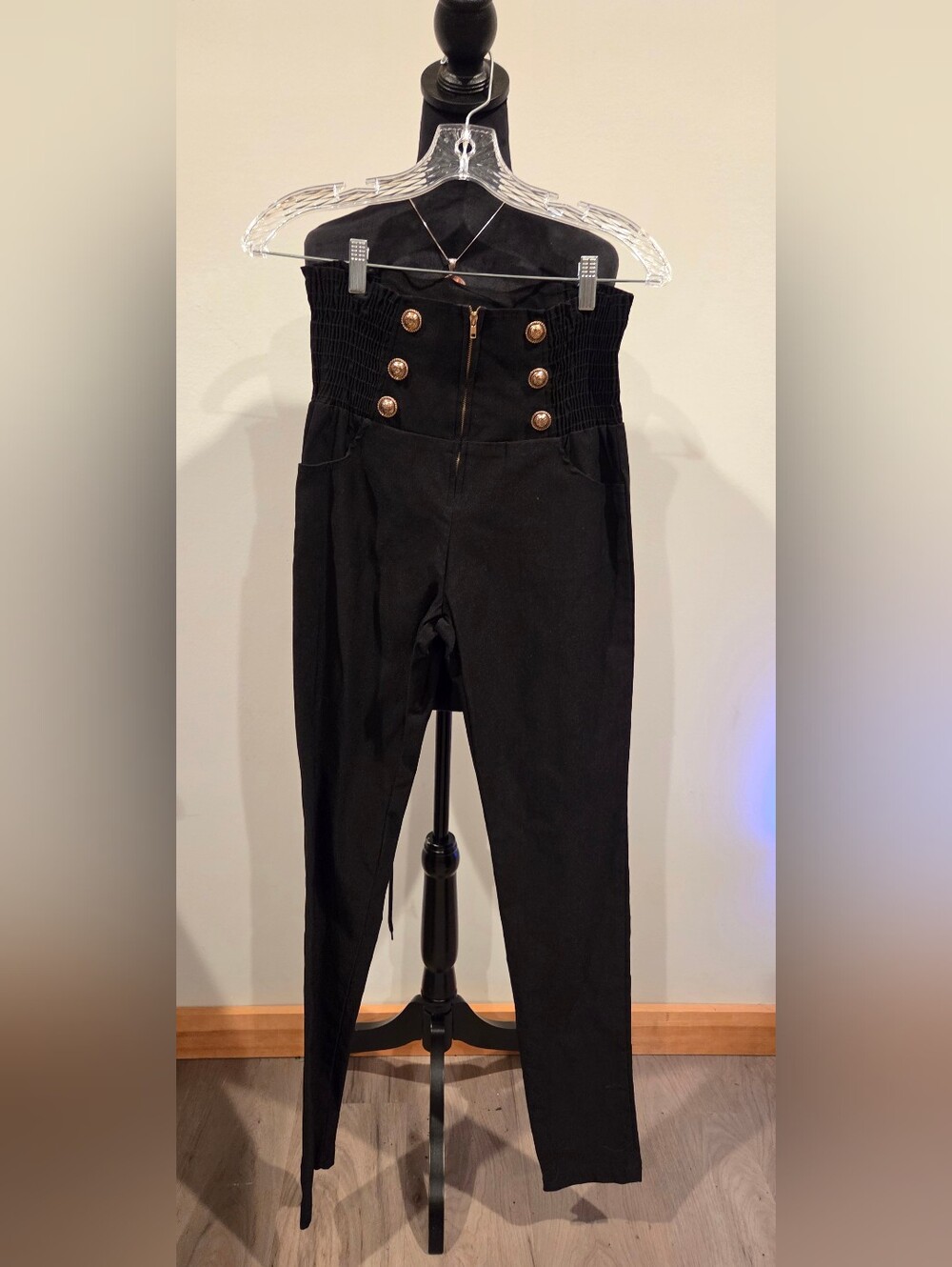 High-Waist Black Button-Front Women’s Jeans